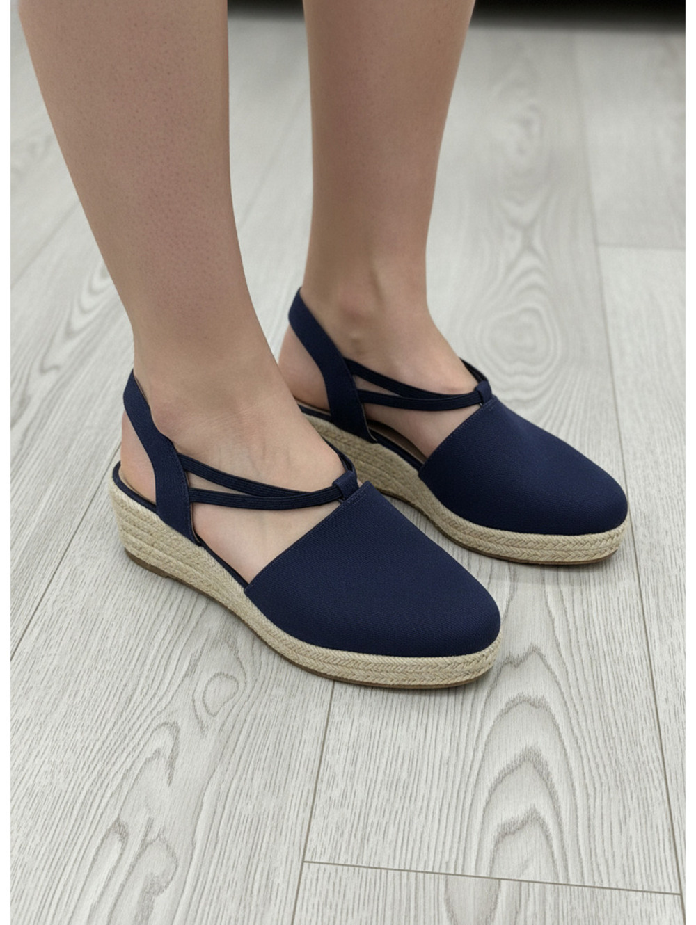 LifeStride Katrina 2 Navy Canvas Slingback Espadrille Wedge